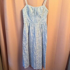 Light Blue Embroidered Midi Dress